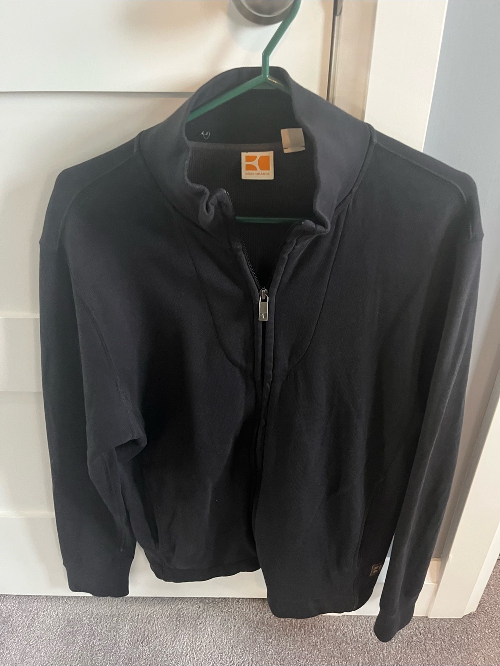 BOSS ORANGE Black Zip-Up Jacket with Orange Logo